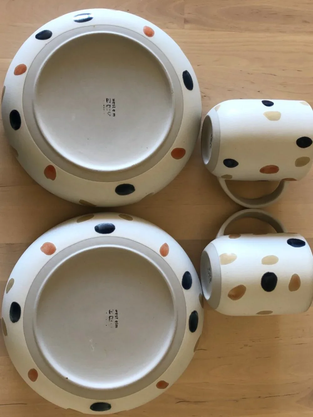 West Elm Stoneware Dining Set for Two - 2 mugs, 2 bowls